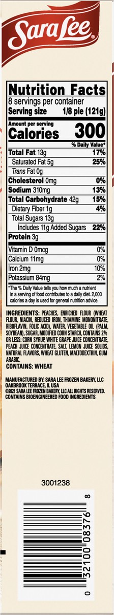 slide 12 of 12, Sara Lee Traditional Fruit Pie 9" Unbaked Peach 34oz, 34 oz