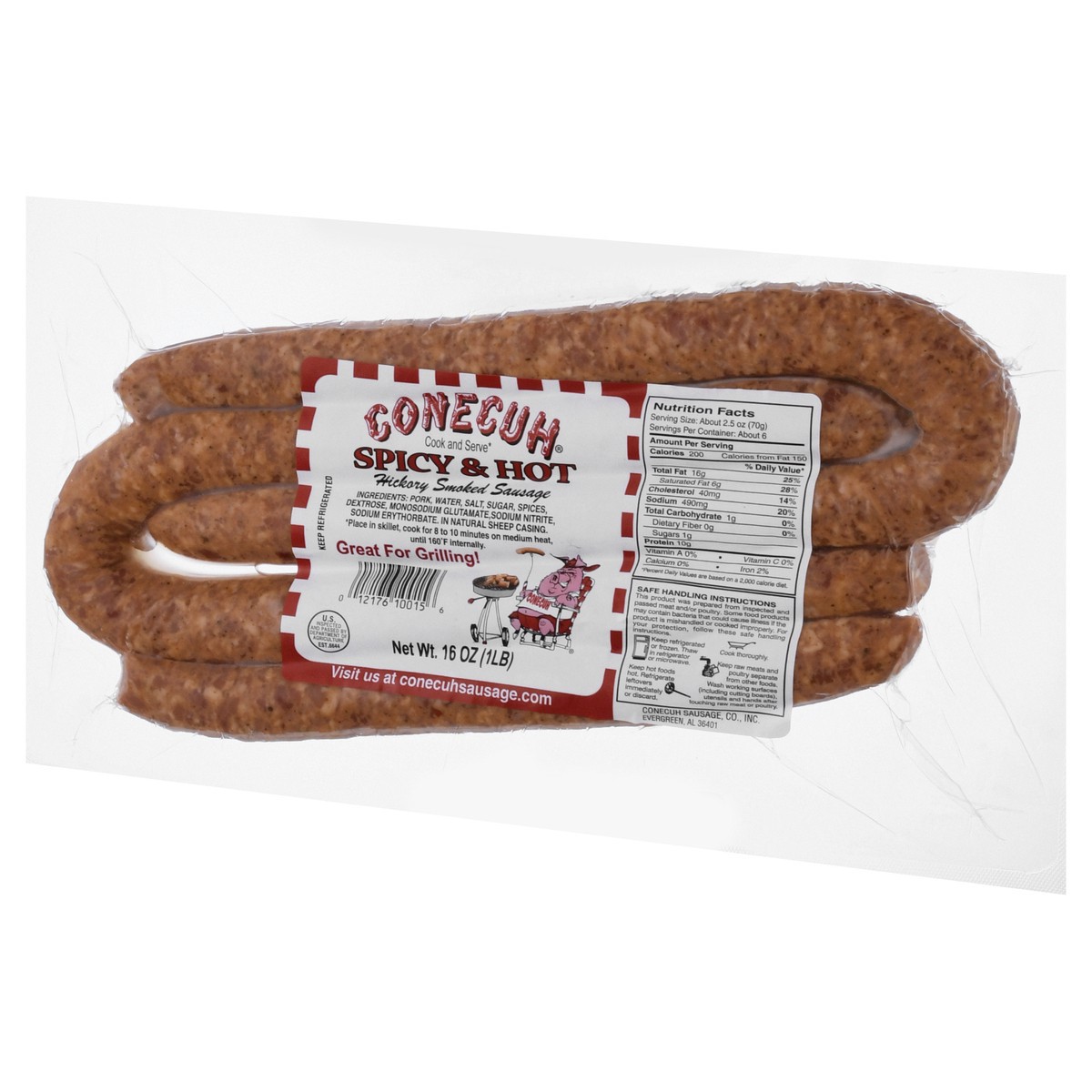 slide 5 of 13, Conecuh Hickory Spicy & Hot Smoked Sausage 16 oz, 16 oz