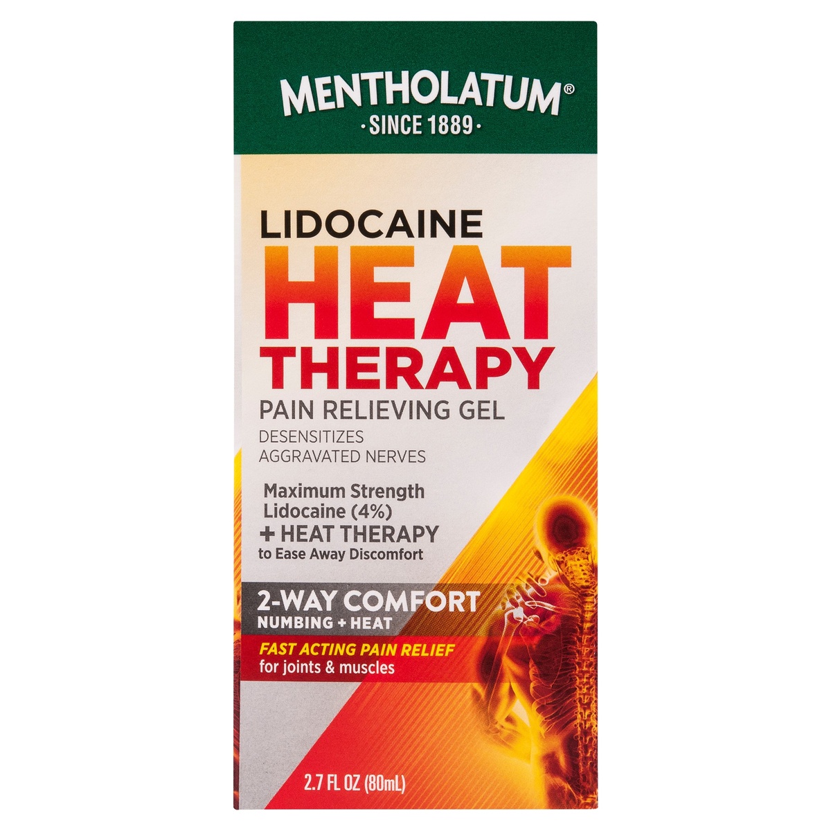 slide 1 of 8, Mentholatum Lidocaine Heat Pain Relieving Gel, 2.7 oz