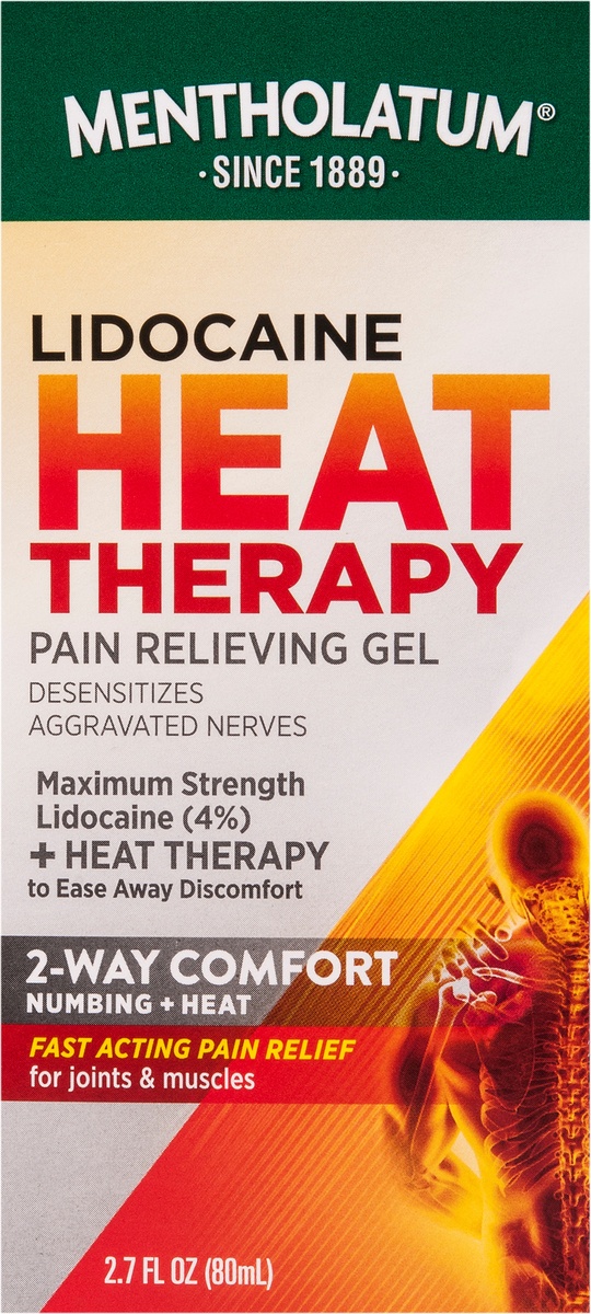 slide 6 of 8, Mentholatum Lidocaine Heat Pain Relieving Gel, 2.7 oz