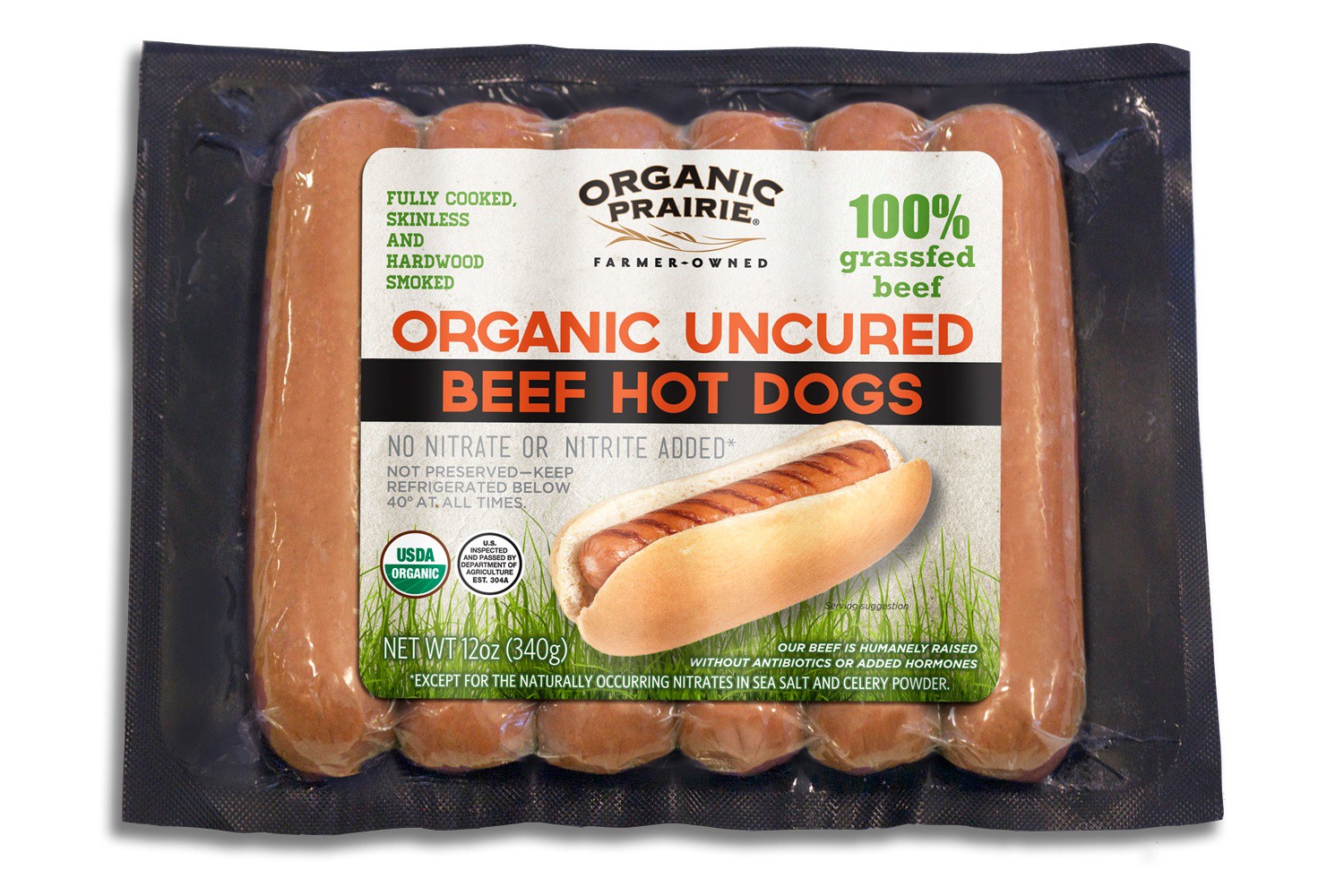 slide 1 of 3, Organic Valley Hot Dogs, Organic, Beef, Uncured, 12 oz