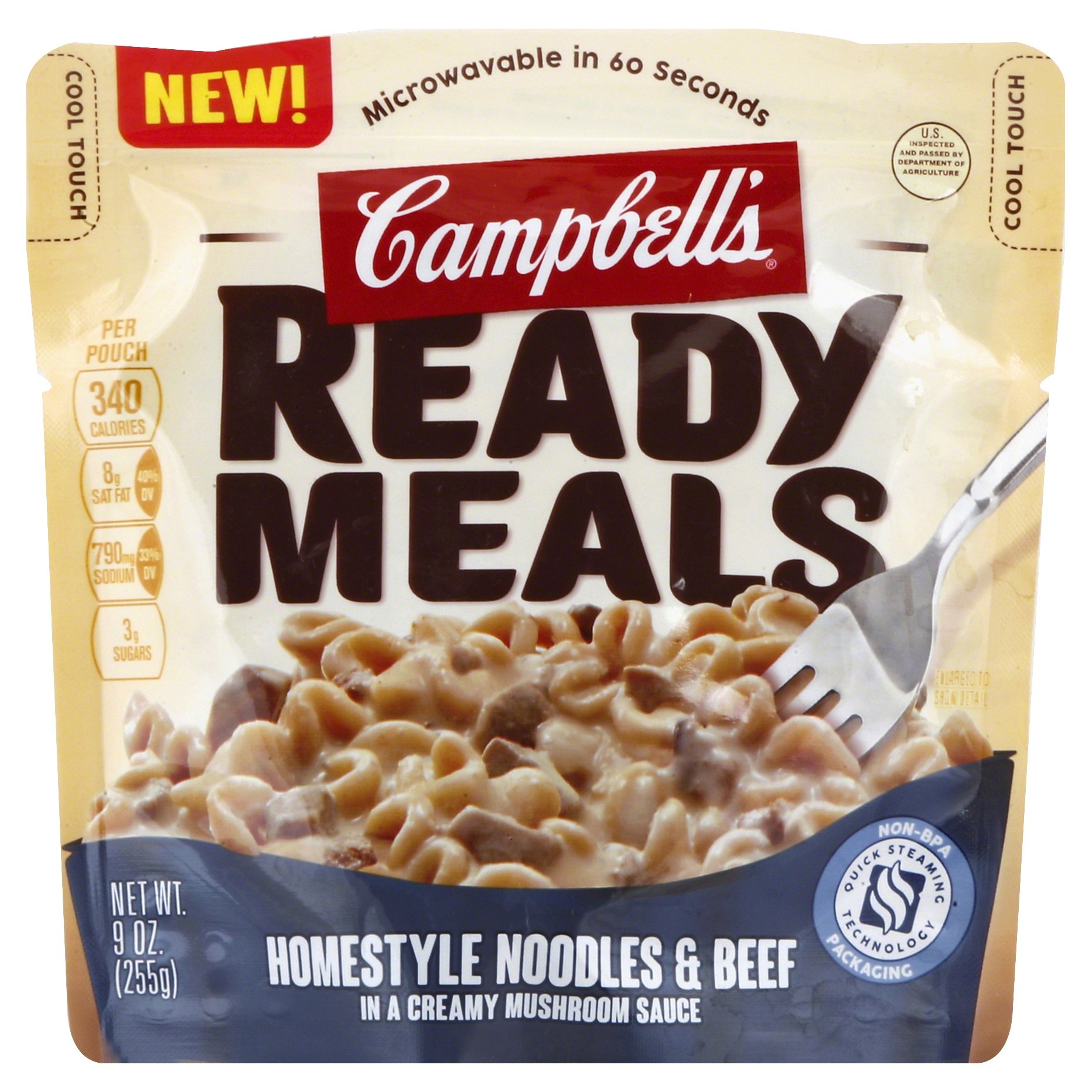slide 1 of 2, Campbell's Ready Meals Homestyle Noodles & Beef, 9 oz