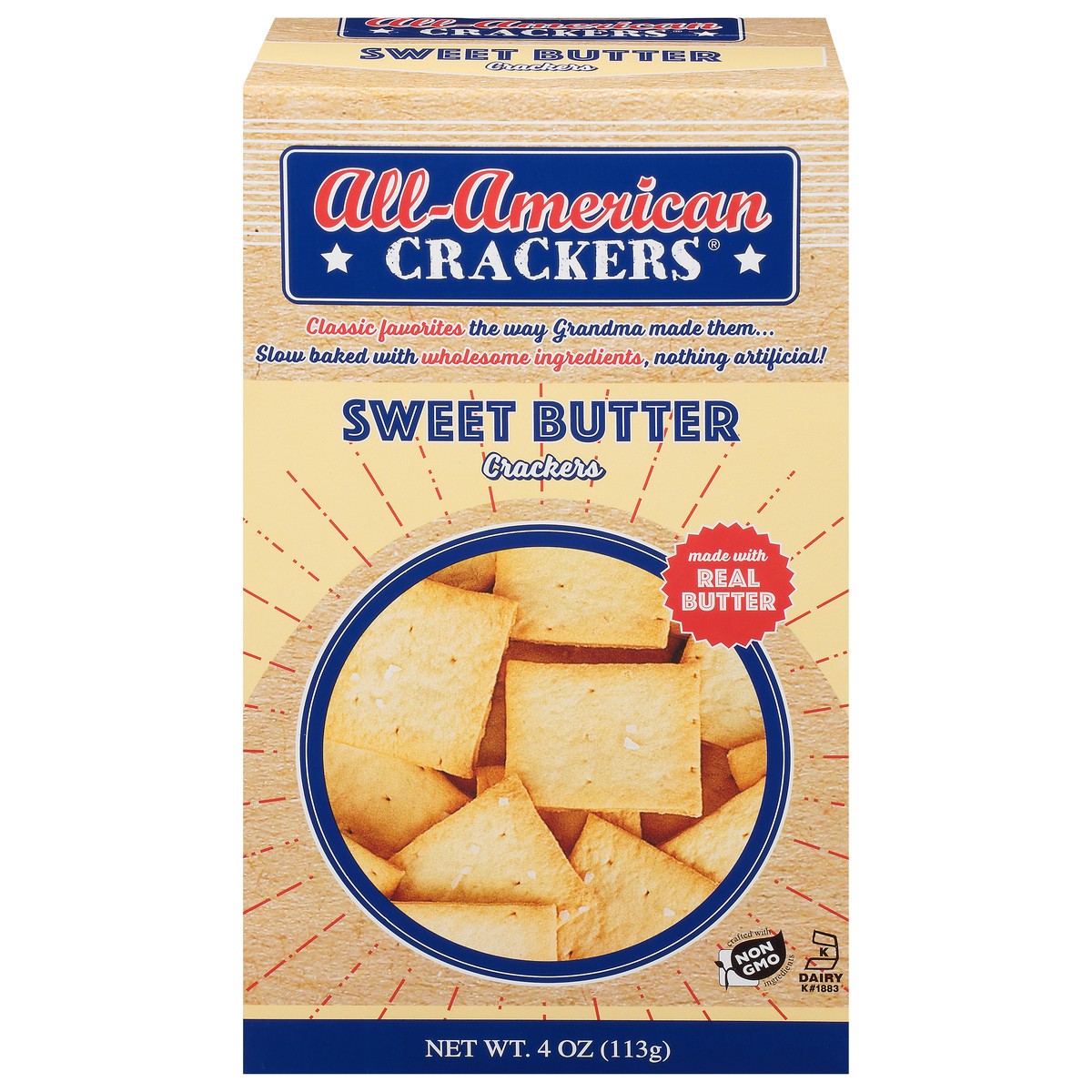 slide 1 of 9, All-American Crackers Sweet Butter 4 oz, 4 oz