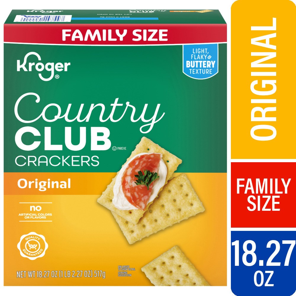 slide 1 of 2, Kroger Family Size Country Club Crackers, 18.27 oz