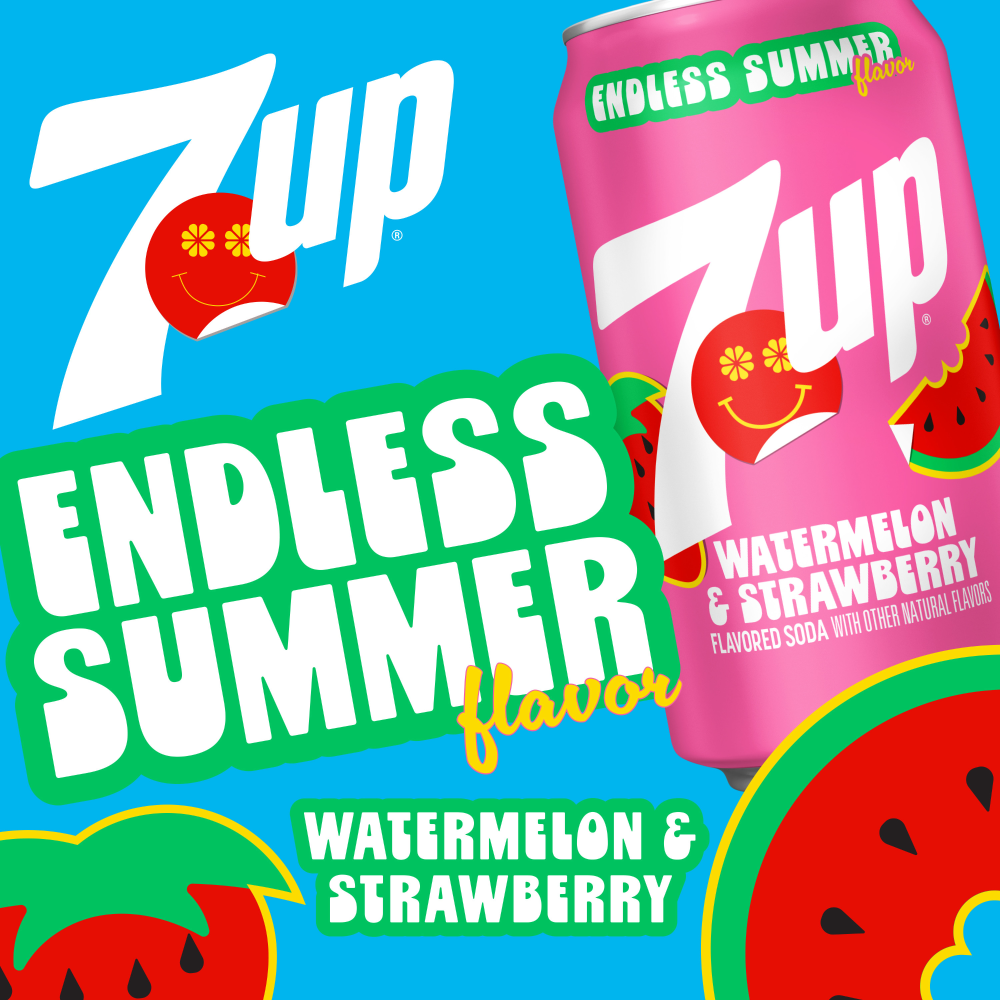 slide 3 of 4, 7UP® Watermelon Strawberry Soda Cans, 12 ct; 12 fl oz