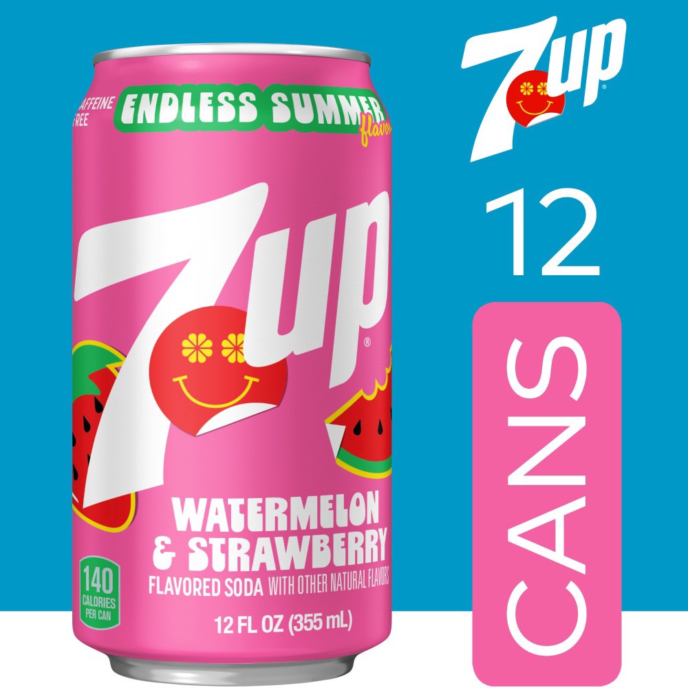 slide 4 of 4, 7UP® Watermelon Strawberry Soda Cans, 12 ct; 12 fl oz