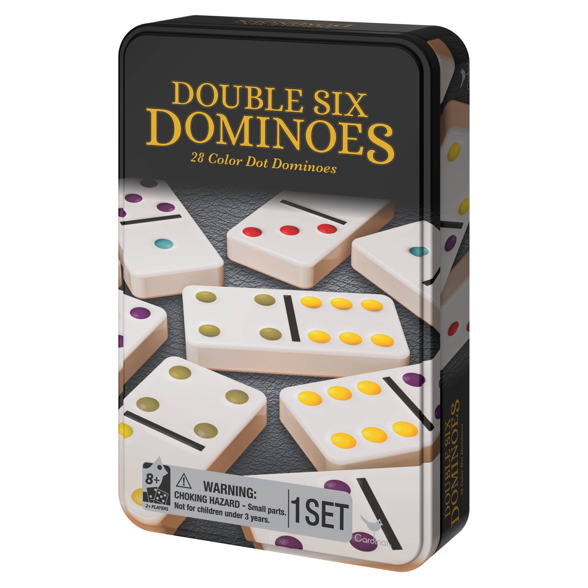 slide 4 of 5, Cardinal Games Double Six Dominoes in Tin, Tile Game for Kids and Adults Aged 8 and up, 28 ct