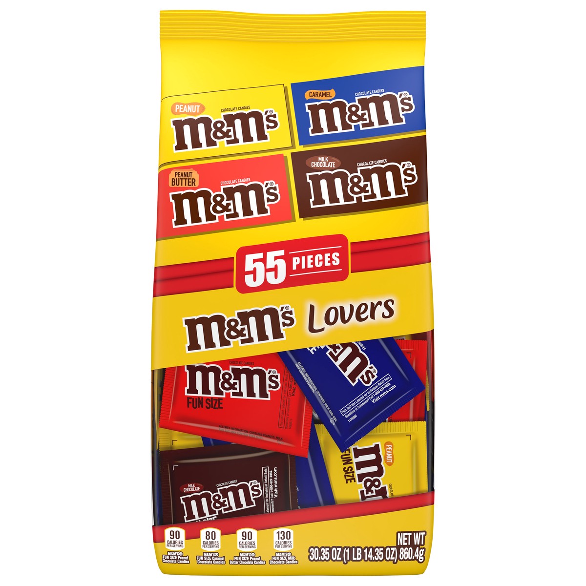 slide 5 of 10, M&M's Fun Size Milk Chocolate Candy Variety Pack, 30.35 oz, 55 ct Bulk Candy Bag, 30.35 oz