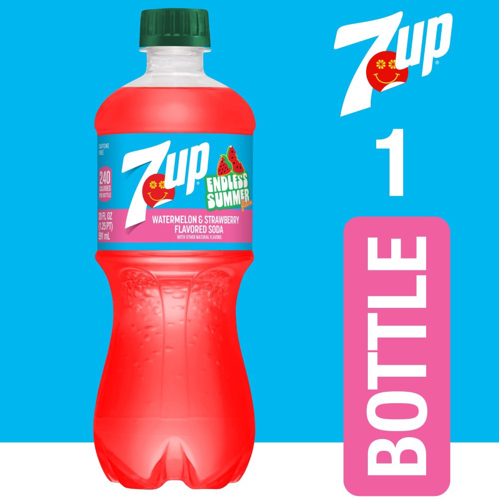 slide 3 of 4, 7UP® Watermelon Strawberry Soda, 20 fl oz