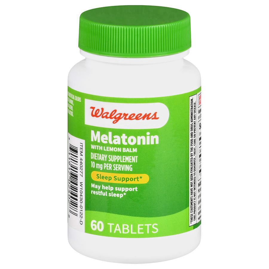 slide 1 of 5, Walgreens Melatonin with Lemon Balm 10 mg, 60 ct