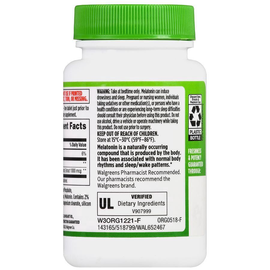 slide 5 of 5, Walgreens Melatonin with Lemon Balm 10 mg, 60 ct