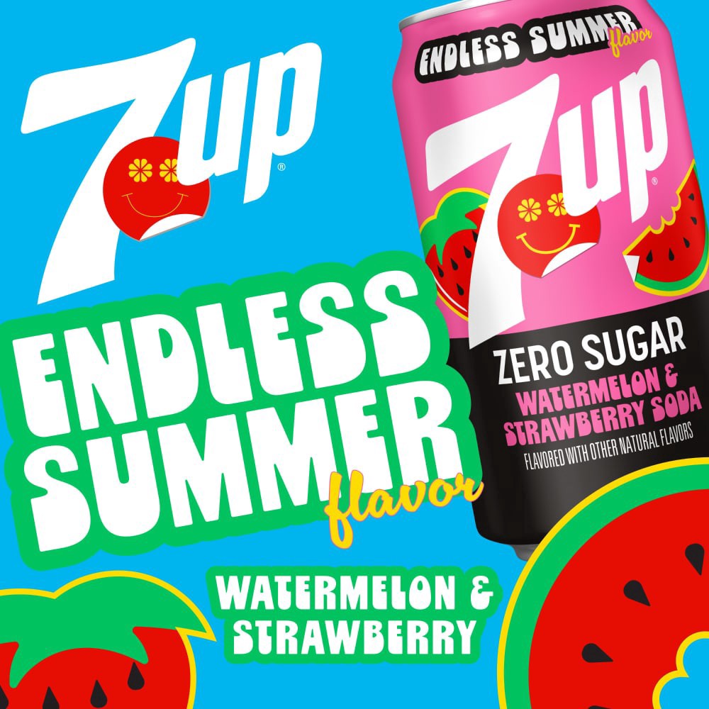 slide 3 of 4, 7UP® Zero Sugar Watermelon Strawberry Soda Cans, 12 ct; 12 fl oz