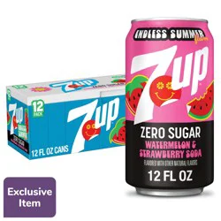 7UP Zero Sugar Watermelon Strawberry Soda Cans