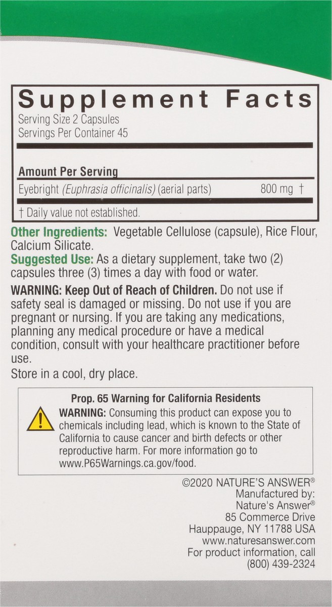 slide 8 of 9, Nature's Answer Natures Answers Eyebright Herb, 90 ct