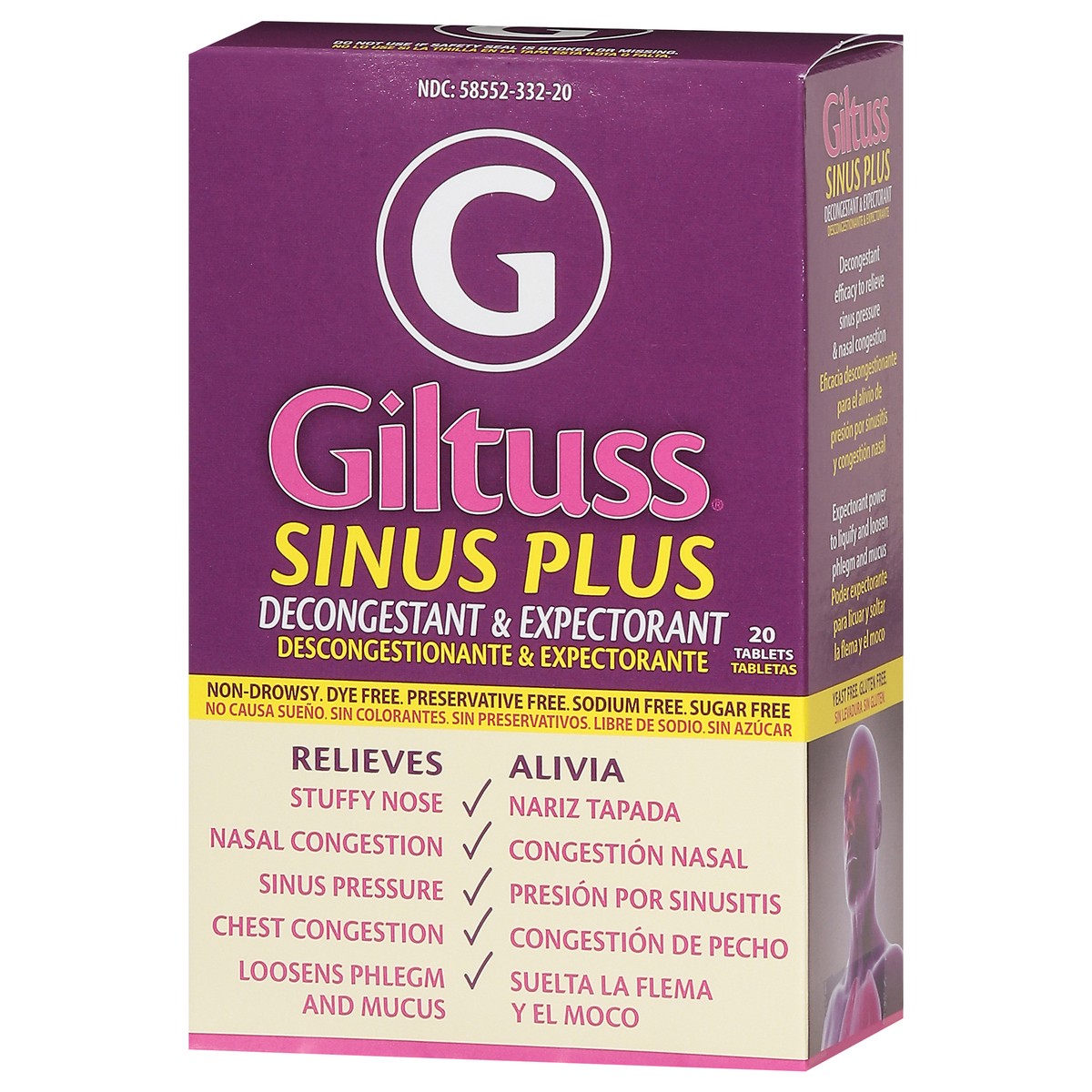 slide 7 of 14, Giltuss Sinus Plus Decongestant & Expectorant 20 Tablets, 1 ct