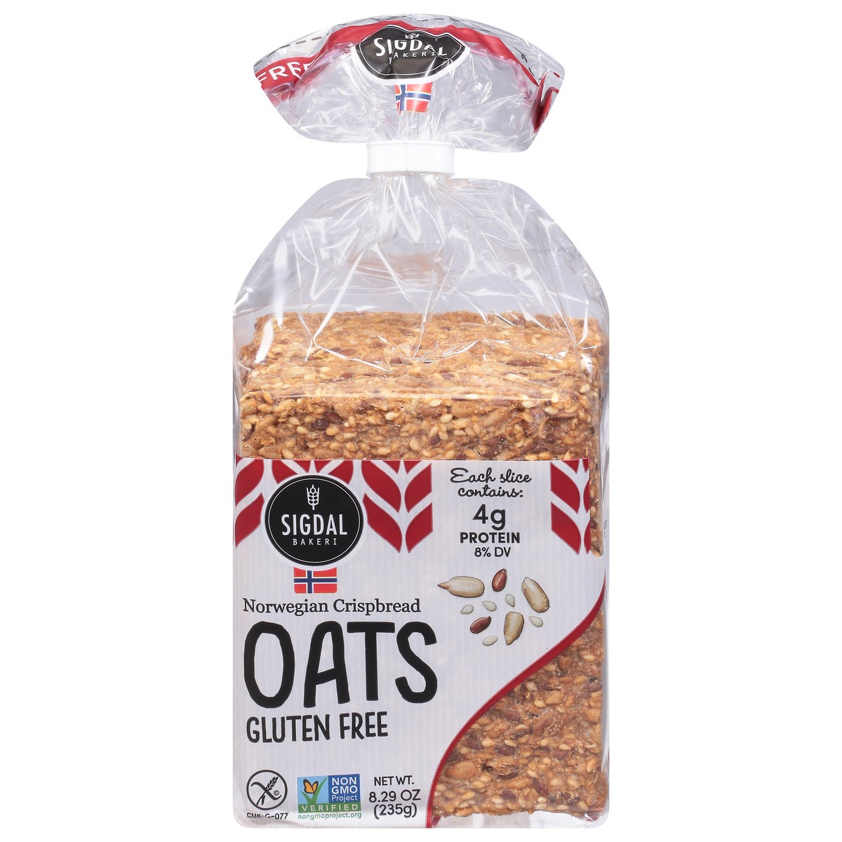 slide 1 of 9, Sigdal Bakeri Gluten Free Oats Norwegian Crispbread 8.29 oz, 8.29 oz