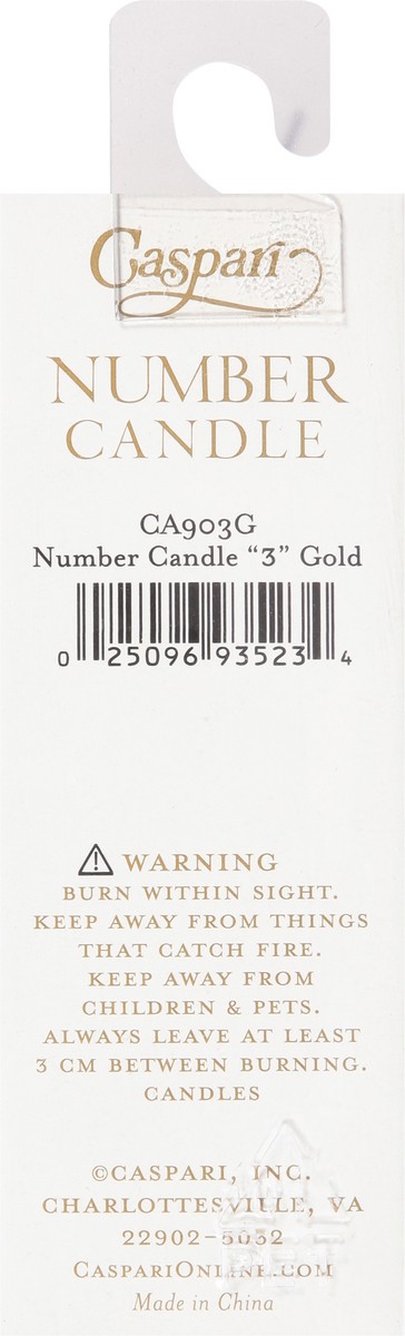 slide 5 of 9, Caspari Gold 3 Number Candle 1 ea, 1 ct