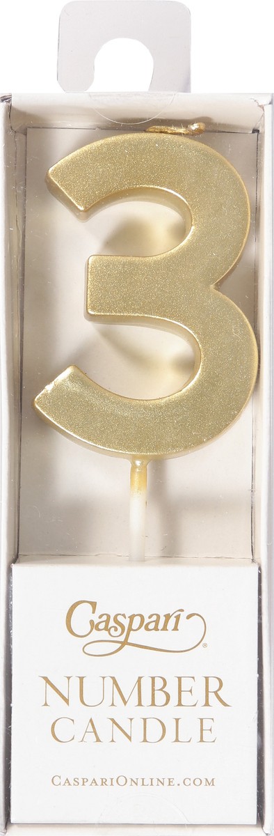 slide 9 of 9, Caspari Gold 3 Number Candle 1 ea, 1 ct