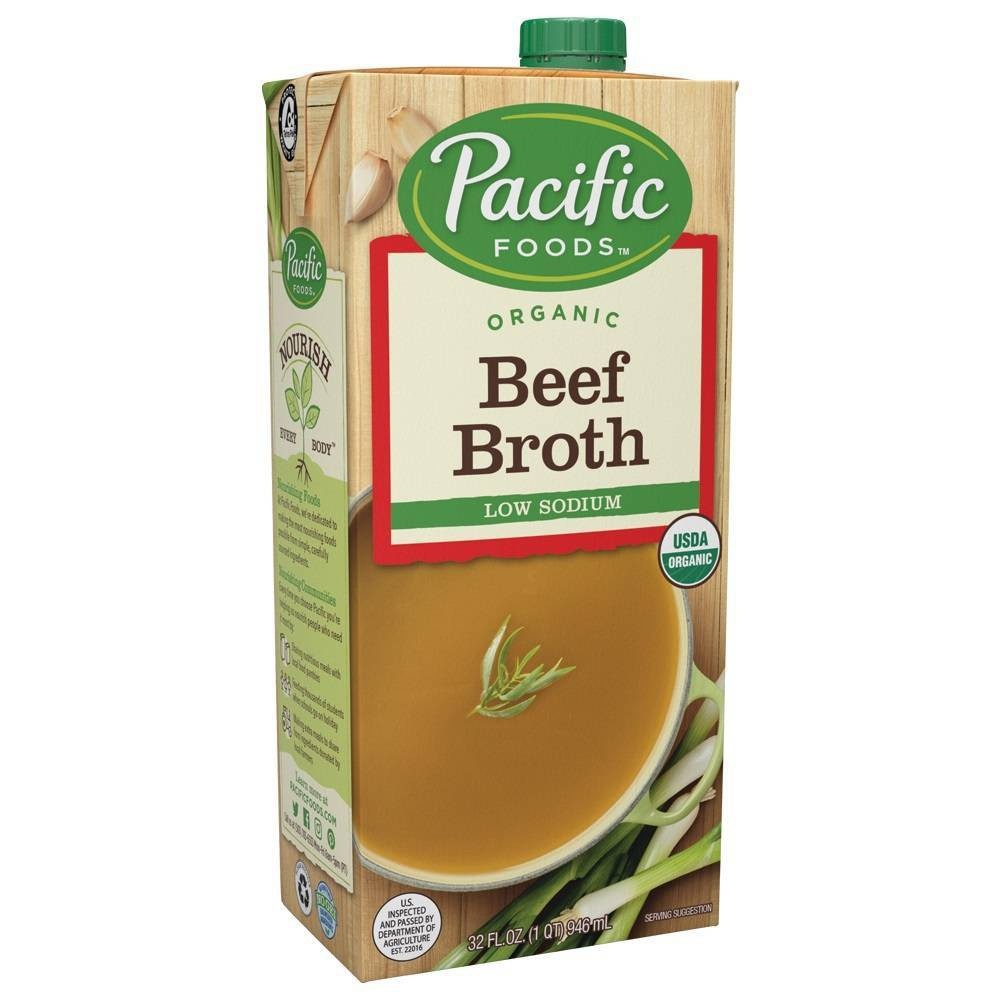 slide 1 of 9, Pacific Foods Organic Beef Broth Low Sodium, 32 fl oz