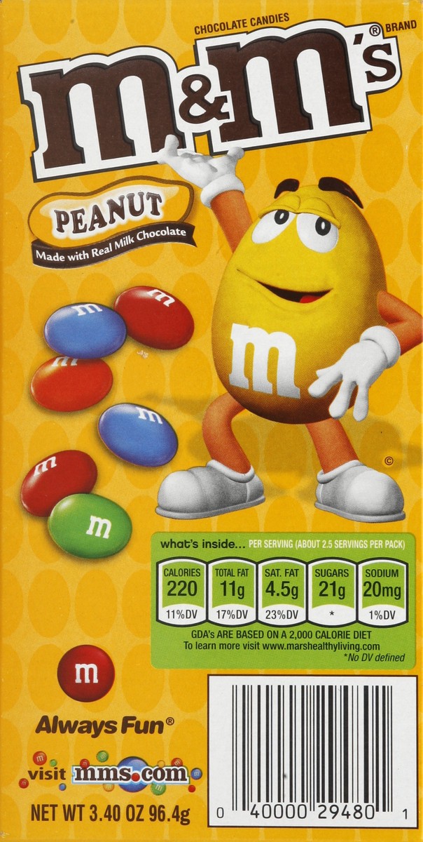 slide 5 of 6, M&M's Chocolate Candies, Peanut, 3.4 oz