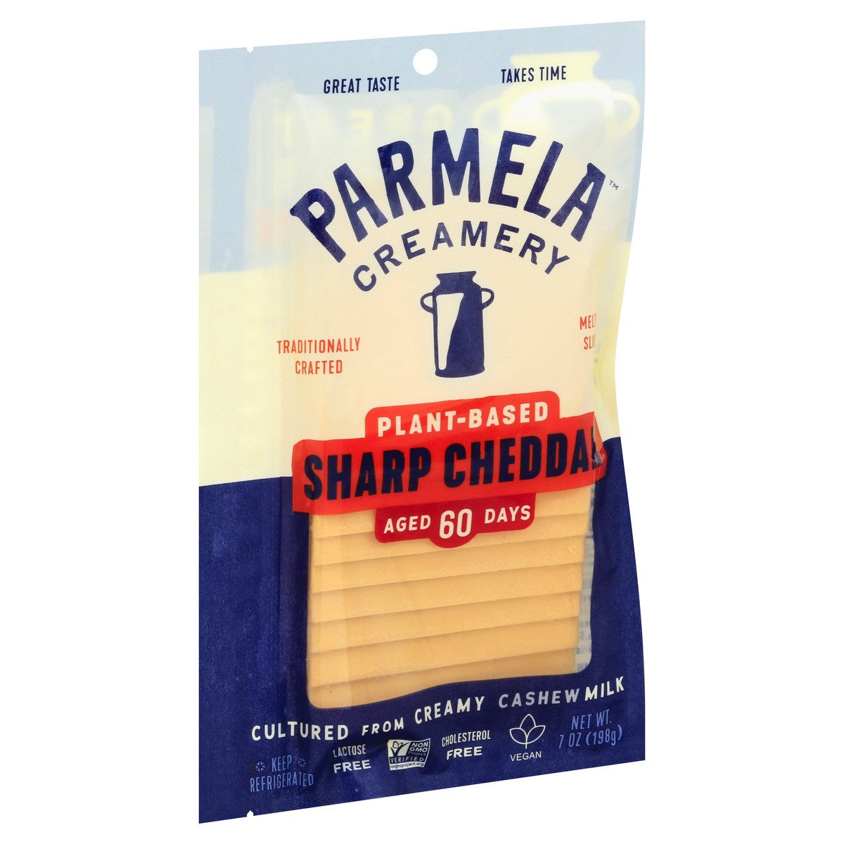 slide 5 of 10, Parmela Creamery Plant-Based Melting Slices Sharp Cheddar Cheese 7 oz, 7 oz