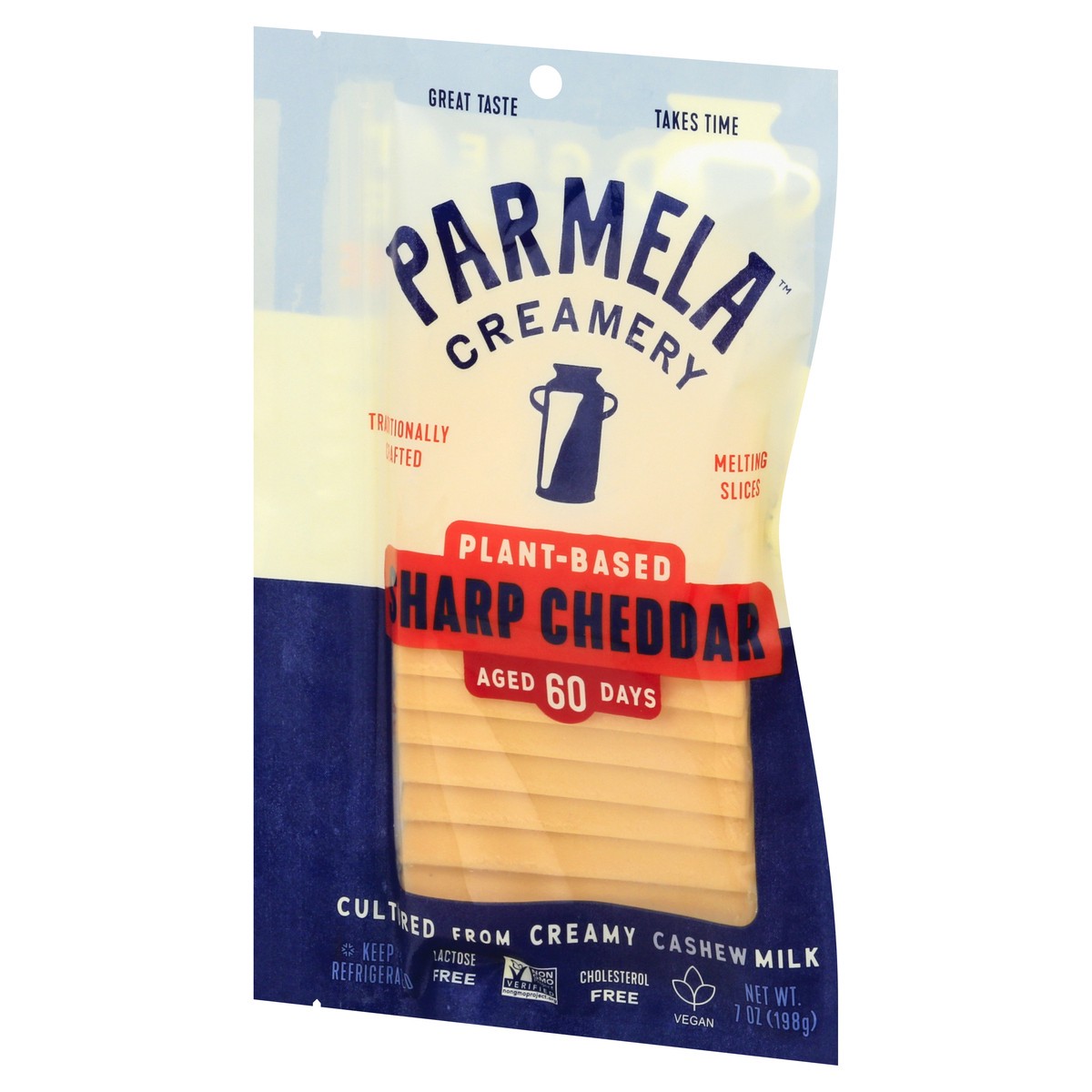 slide 9 of 10, Parmela Creamery Plant-Based Melting Slices Sharp Cheddar Cheese 7 oz, 7 oz