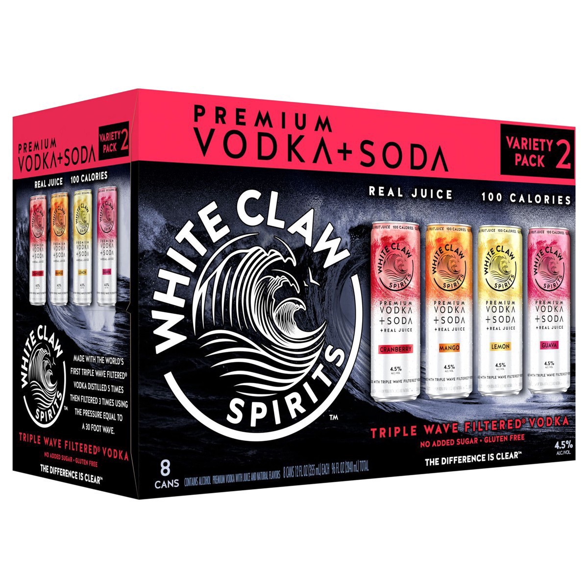 slide 10 of 11, White Claw Spirits Vodka + Soda VP2 8 Pack, 2 x 8 ct, 355 ml