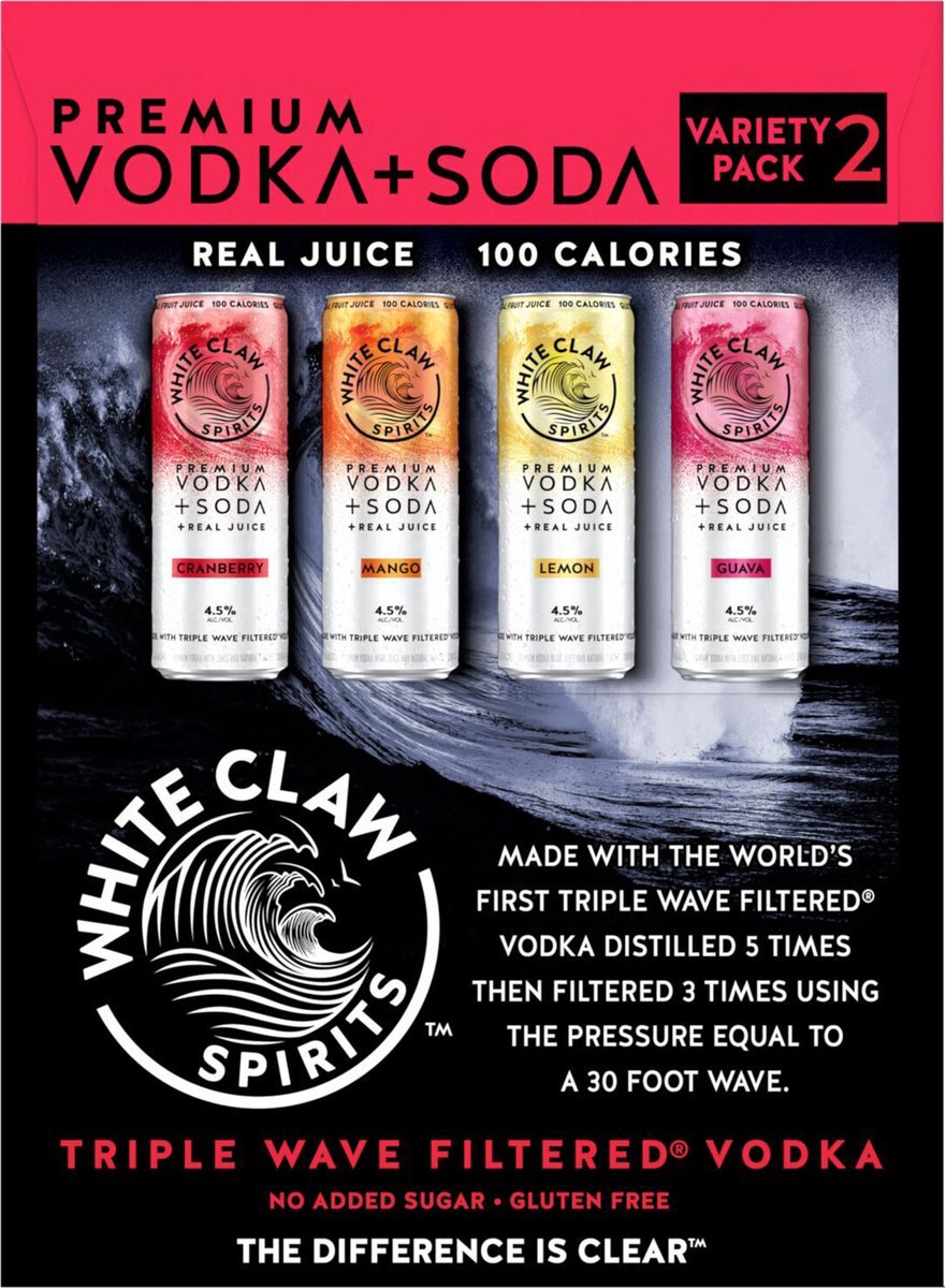 slide 6 of 11, White Claw Spirits Vodka + Soda VP2 8 Pack, 2 x 8 ct, 355 ml
