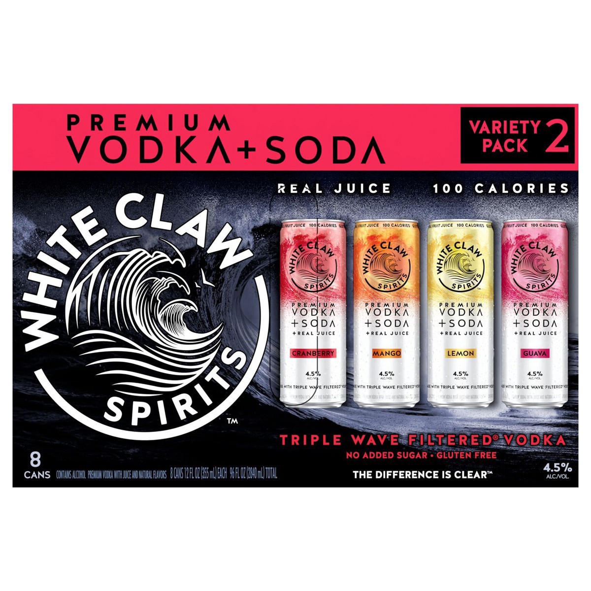 slide 3 of 11, White Claw Spirits Vodka + Soda VP2 8 Pack, 2 x 8 ct, 355 ml