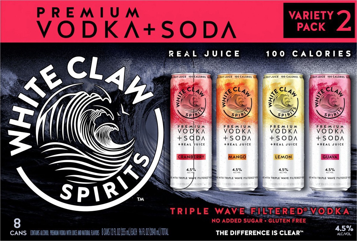 slide 5 of 11, White Claw Spirits Vodka + Soda VP2 8 Pack, 2 x 8 ct, 355 ml