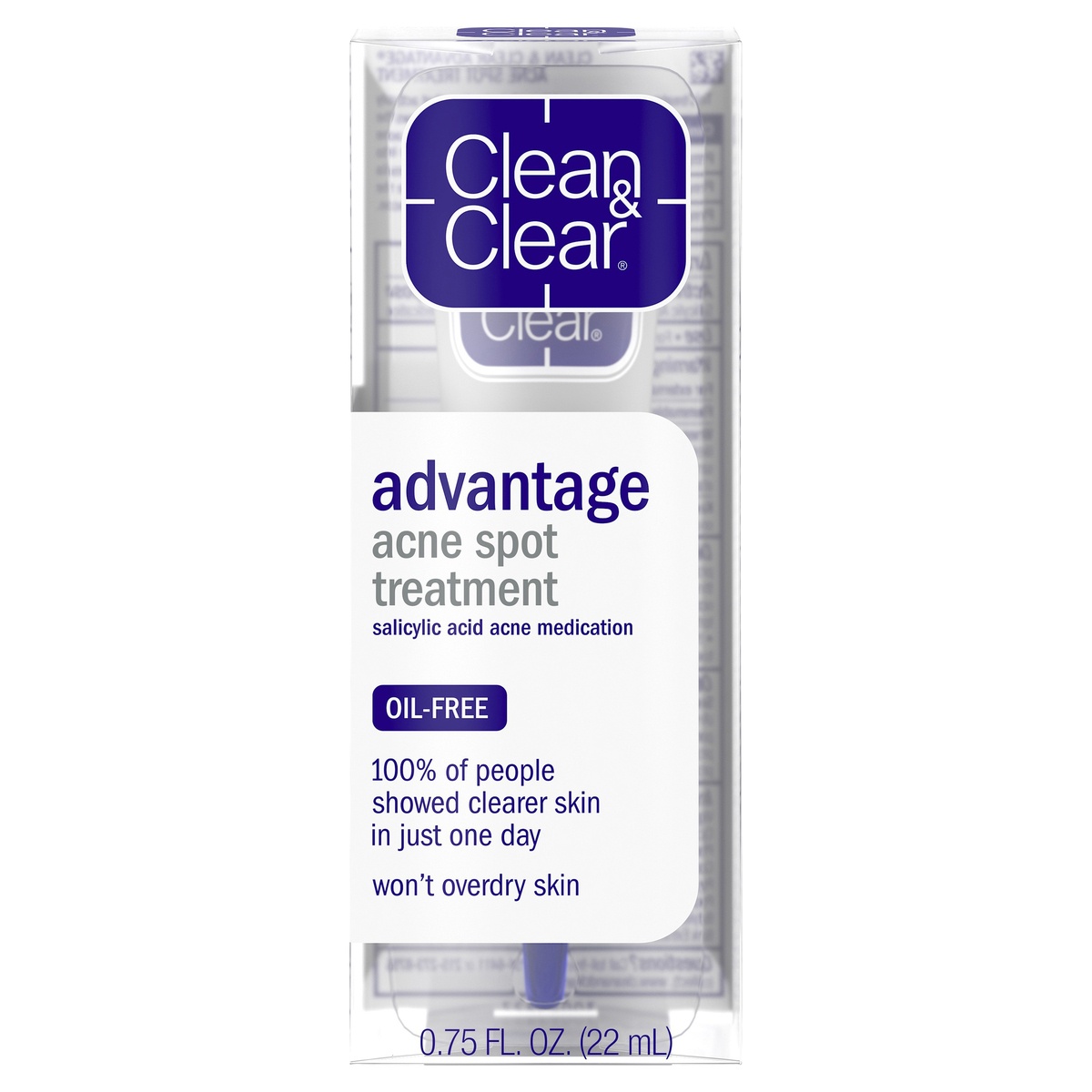 slide 1 of 1, Clean & Clear 100% Oil Free Advantage Acne Spot Treatment - .75 Fl. Oz., 0.75 fl oz