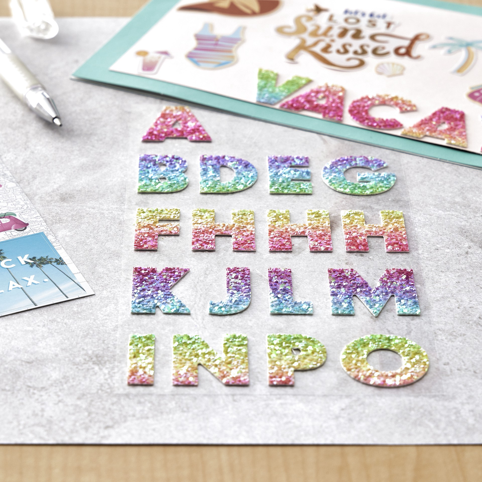 slide 3 of 5, Rainbow Glitter Alphabet Stickers By Recollections, 0.98 in