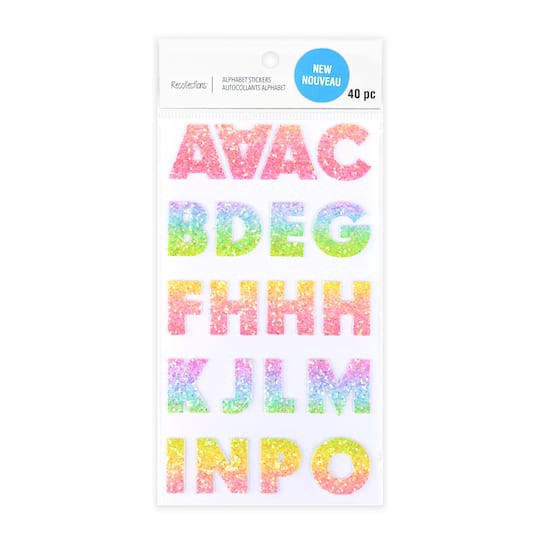 slide 1 of 5, Rainbow Glitter Alphabet Stickers By Recollections, 0.98 in
