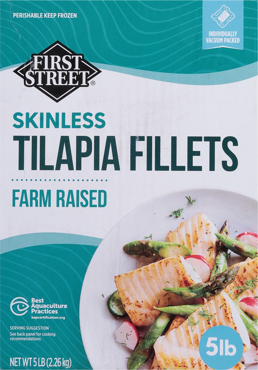 slide 10 of 14, First Street Tilapia Fillet Box, 5 lb