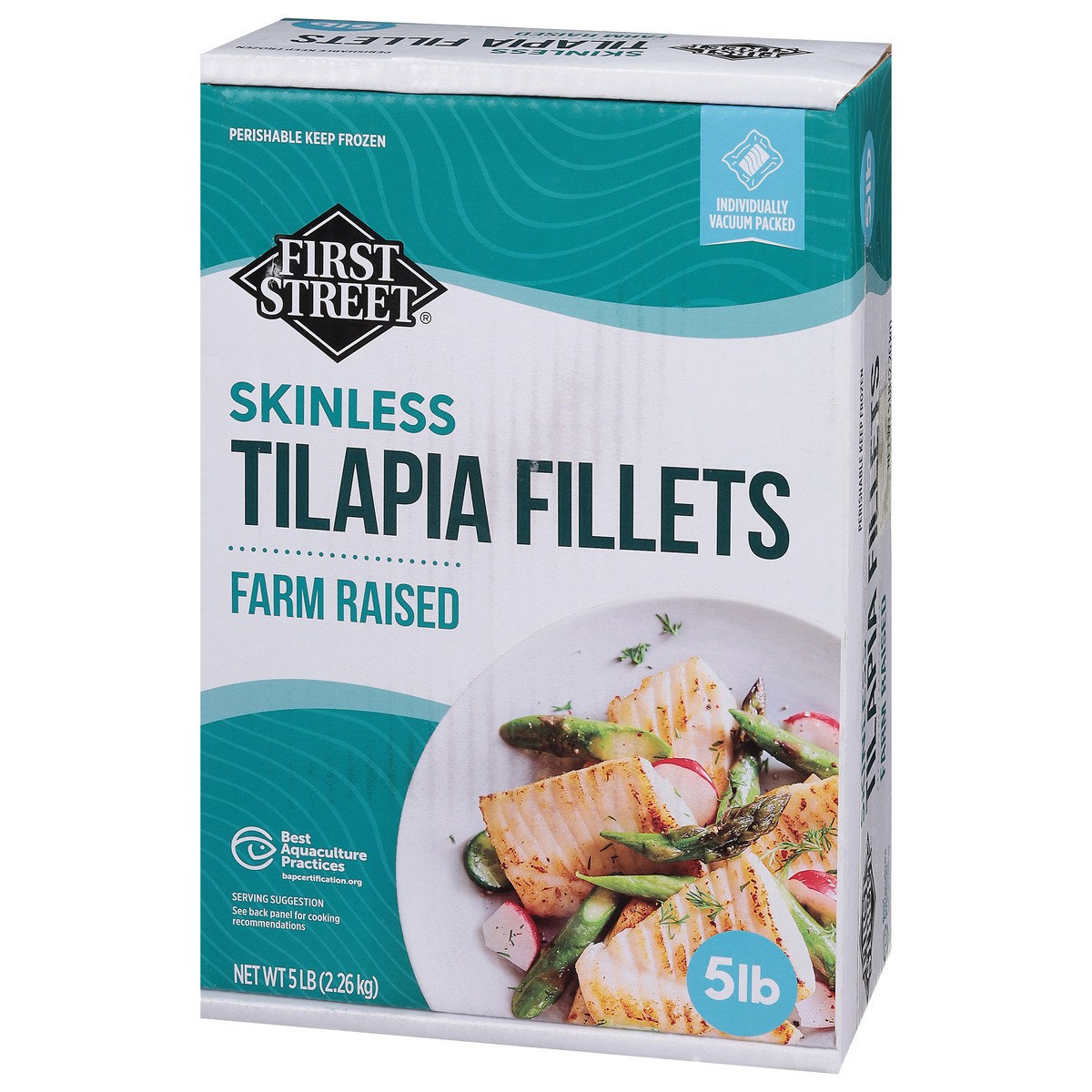 slide 13 of 14, First Street Tilapia Fillet Box, 5 lb