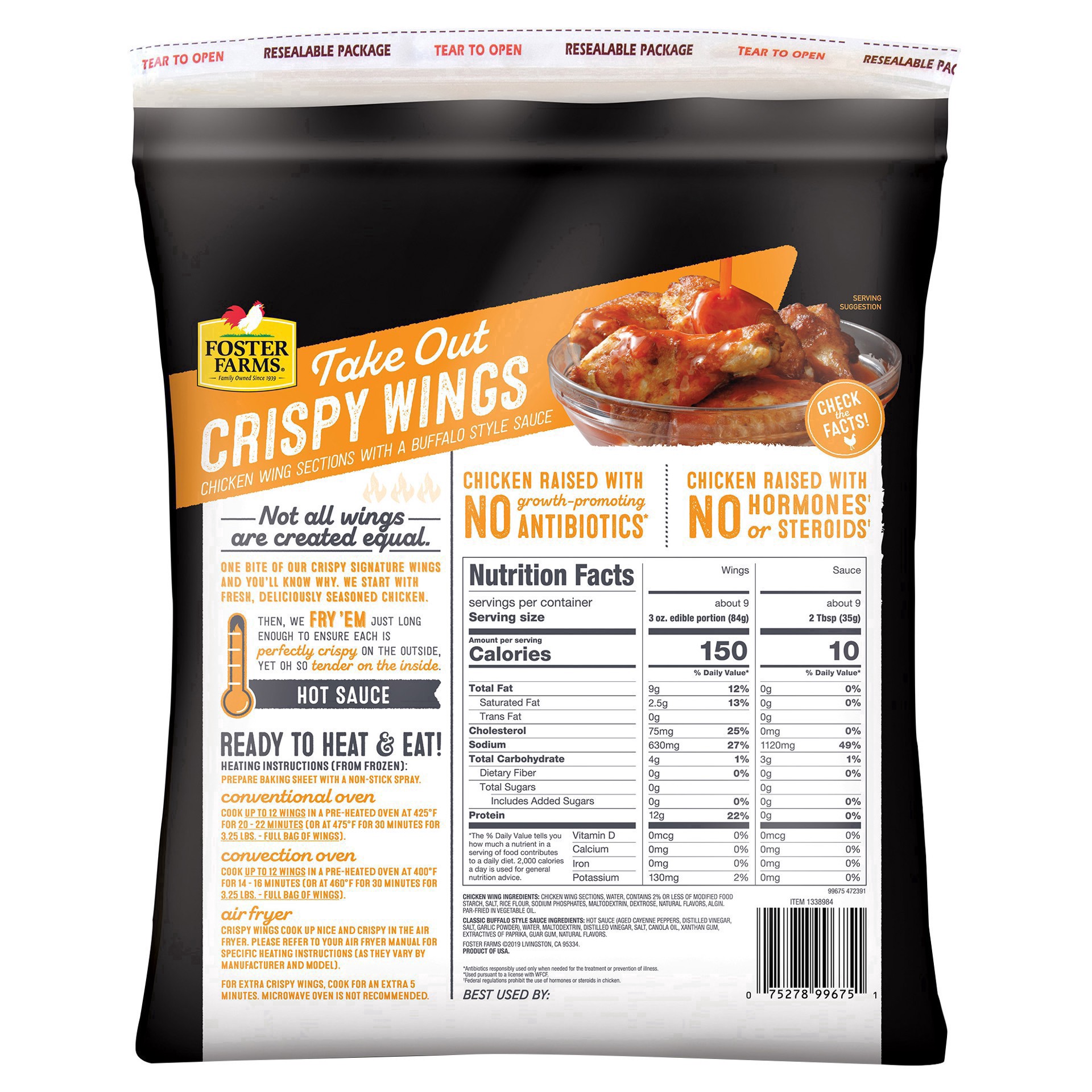 slide 19 of 20, Foster Farms Classic Buffalo Take Out Crispy Wings - 64 oz, 64 oz