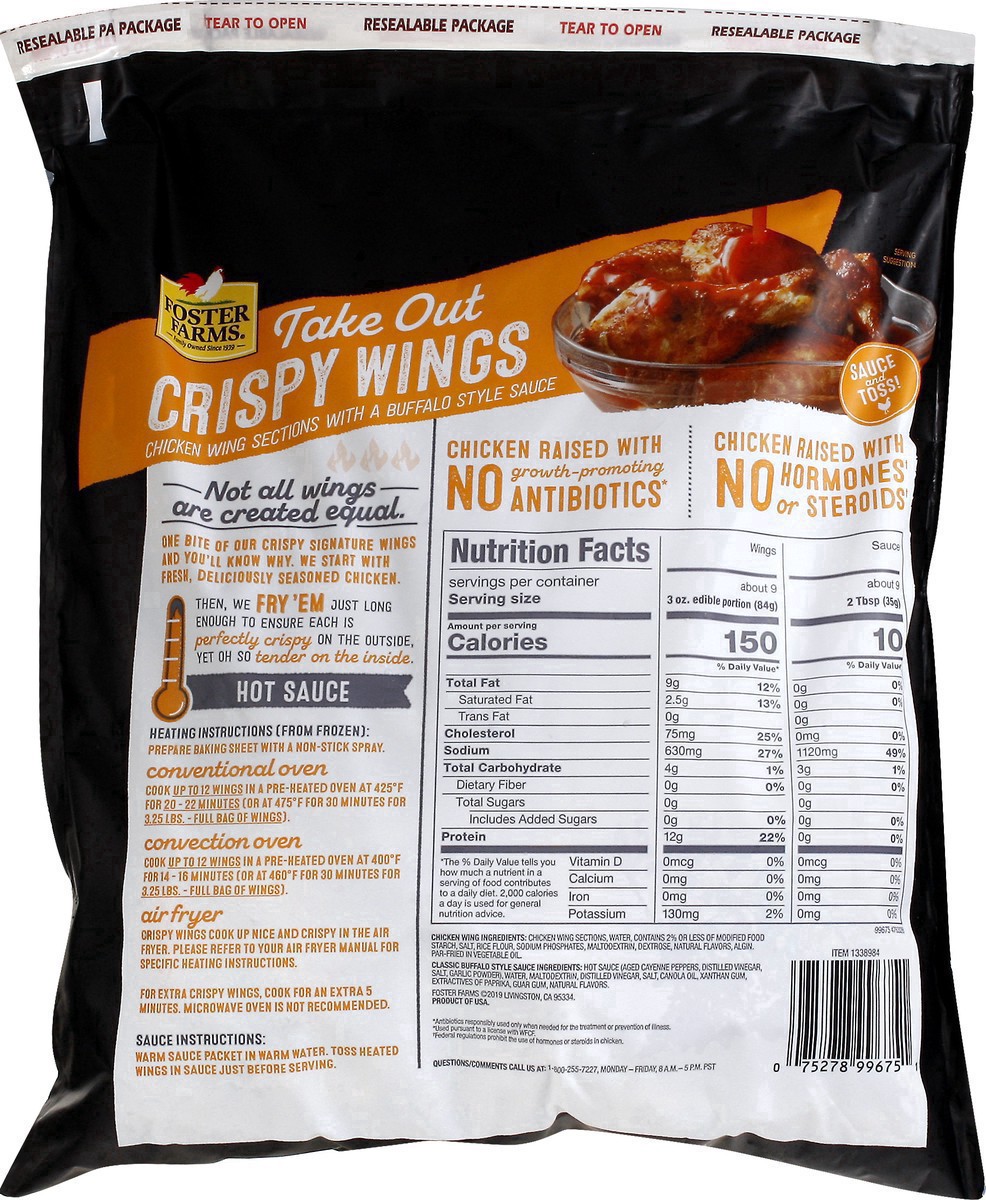 slide 8 of 20, Foster Farms Classic Buffalo Take Out Crispy Wings - 64 oz, 64 oz