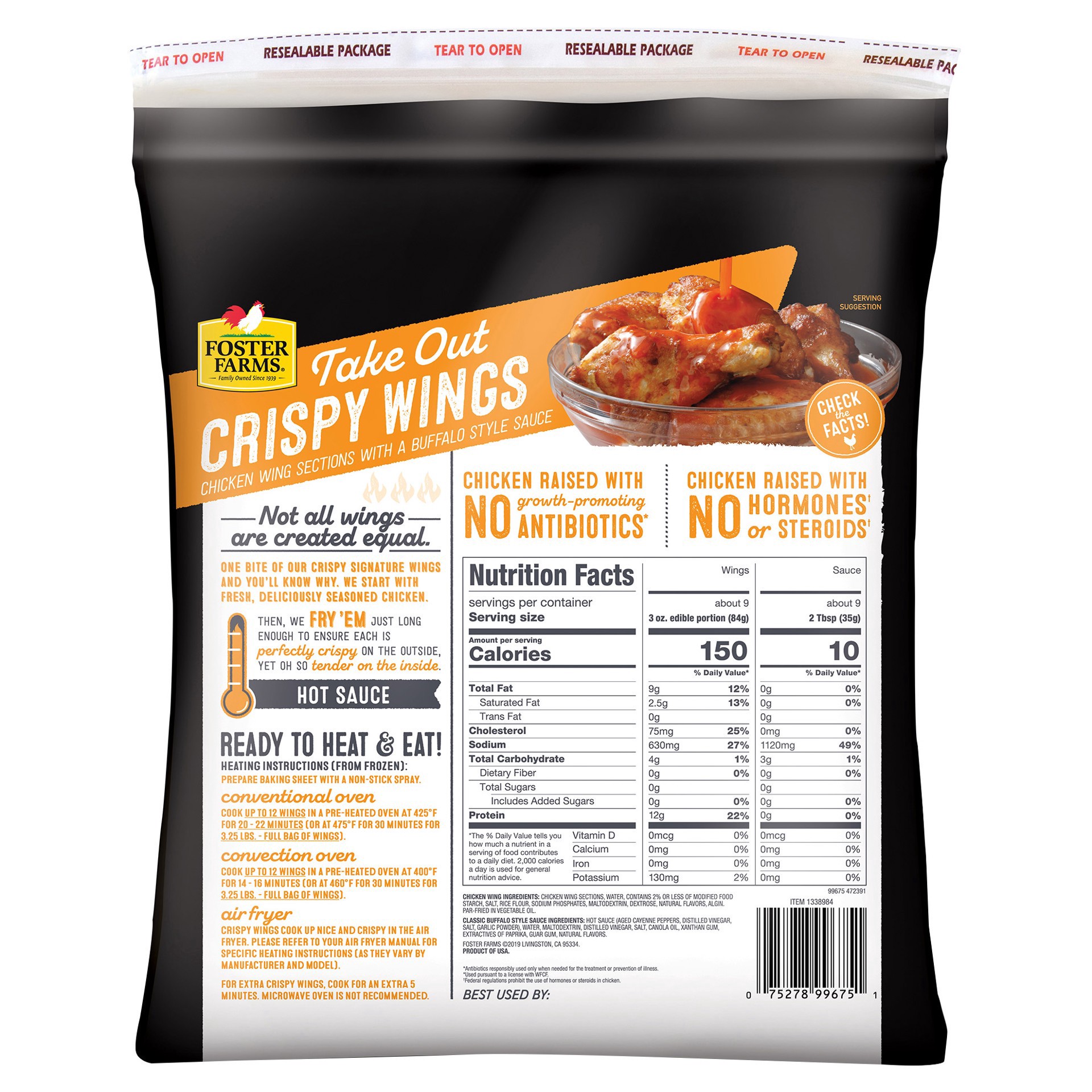 slide 17 of 20, Foster Farms Classic Buffalo Take Out Crispy Wings - 64 oz, 64 oz