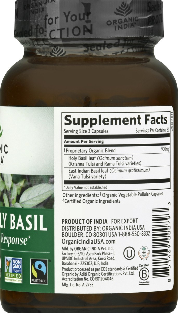 slide 3 of 11, Organic India Vegetarian Caps Tulsi-Holy Basil 90 ea, 90 ct