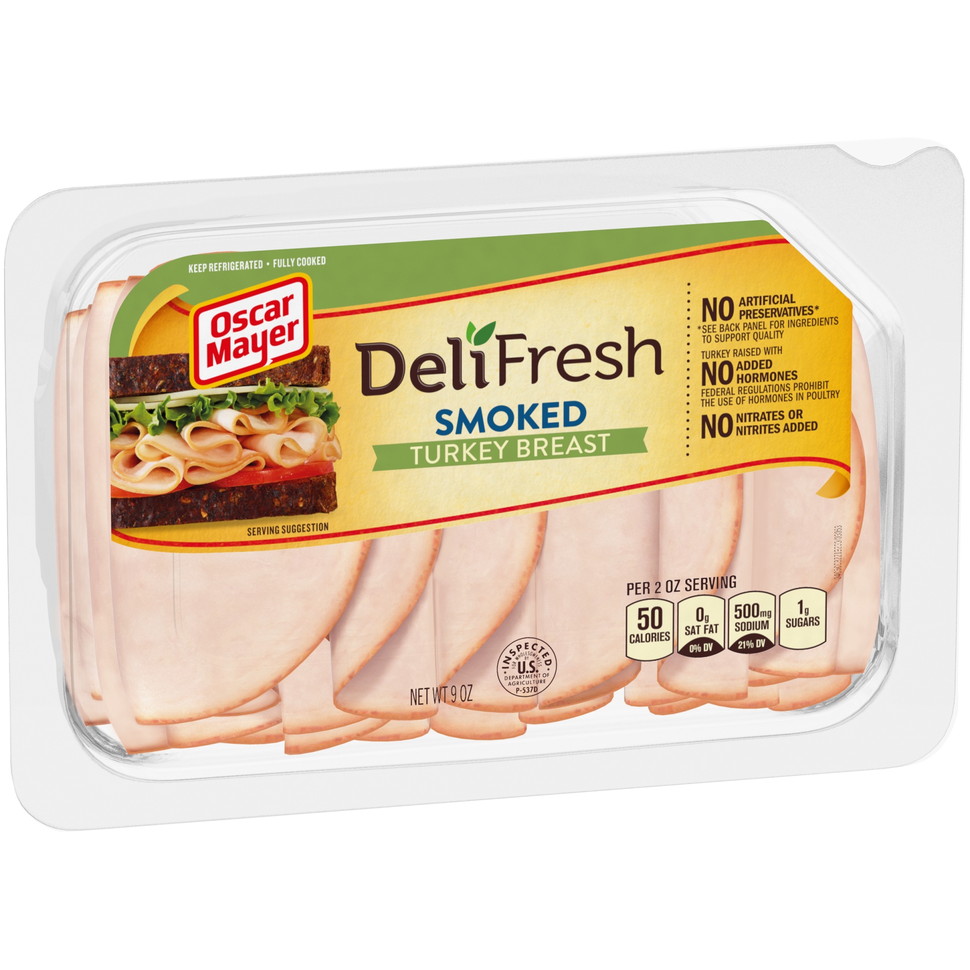 slide 9 of 13, Oscar Mayer Deli Fresh Smoked Turkey Breast Sliced Lunch Meat Tray, 9 oz