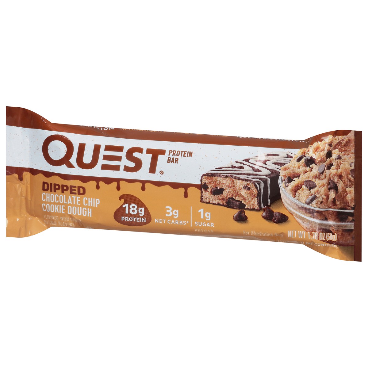 slide 3 of 9, Quest Dipped Chocolate Chip Cookie Dough Bar, 1.76 oz