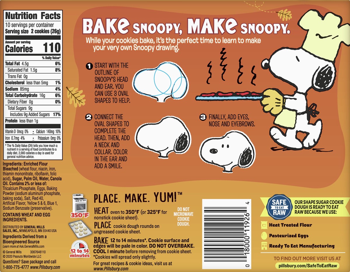 slide 2 of 12, Pillsbury Ready to Bake! Snoopy Shape Sugar Cookie Dough 20 ea, 20 ct