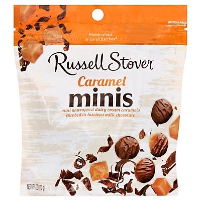 slide 1 of 1, Russell Stover Caramel, Milk Chocolate, Minis, 6 oz