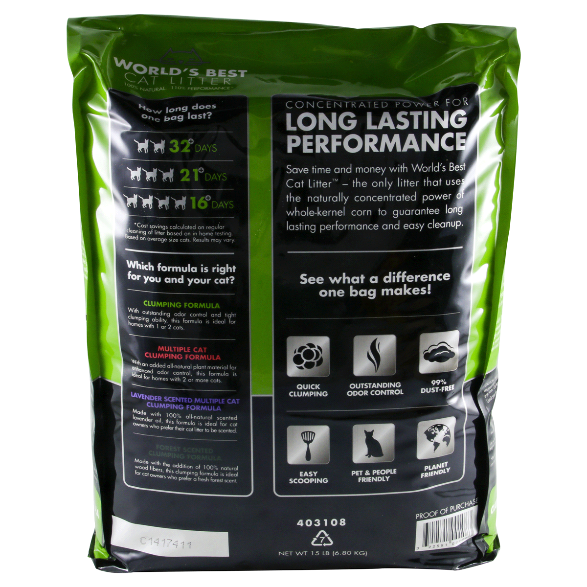 slide 13 of 23, World's Best Cat Litter Comfort Care Unscented Clumping Cat Litter 15 lb, 15 lb