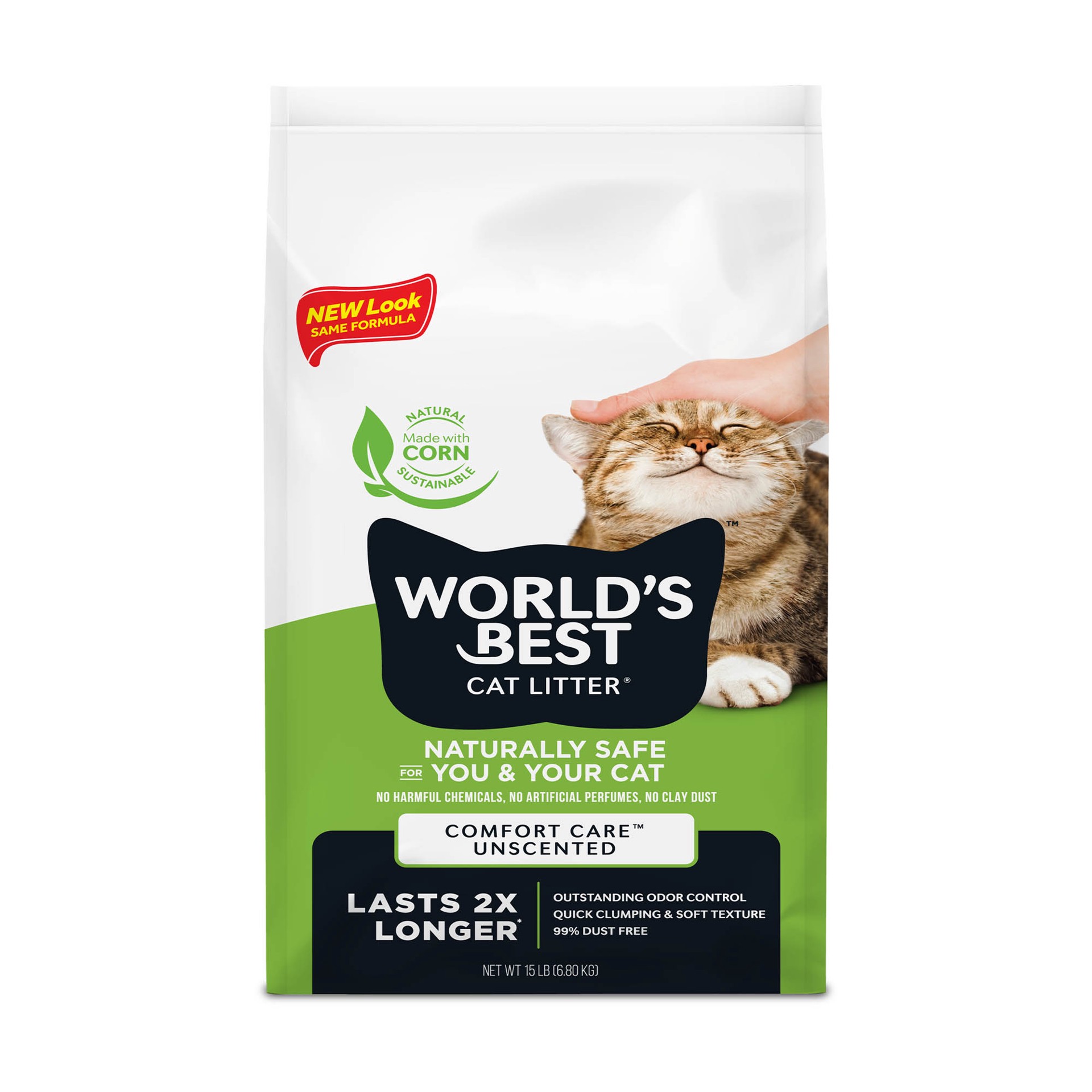 slide 1 of 23, World's Best Cat Litter Comfort Care Unscented Clumping Cat Litter 15 lb, 15 lb