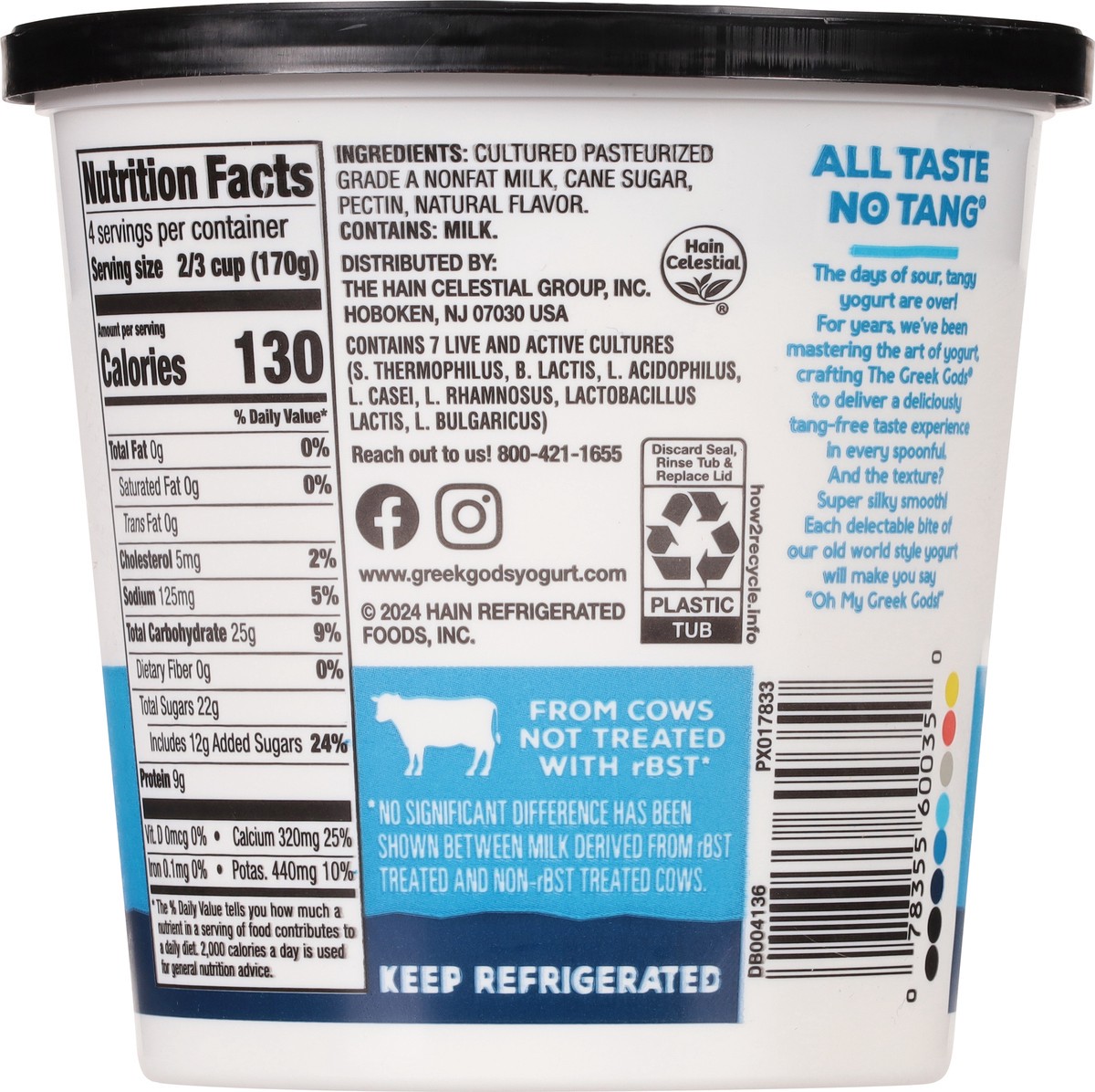 slide 9 of 13, Greek Gods Vanilla Greek Yogurt Non-Fat, 24 oz