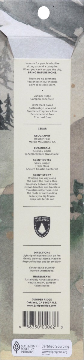 slide 3 of 9, Juniper Ridge Cedar Campfire Incense 20 ea, 20 ct