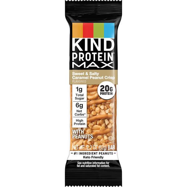 slide 1 of 1, KIND Protein MAX Sweet & Salty Caramel Peanut Crisp Protein Bar, 2.2 oz