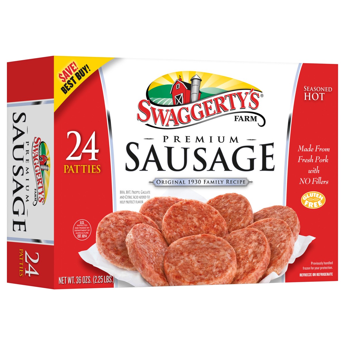 slide 2 of 11, Swaggerty's Farm 24 Premium Sausage Patties Hot 36oz, 36 oz