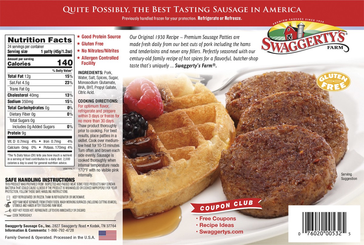slide 10 of 11, Swaggerty's Farm Hot Country Sausage Patties, 36 oz